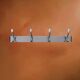 Wall-mounted coat rack in anodised aluminium with 4 hooks, modernist design - 1970s