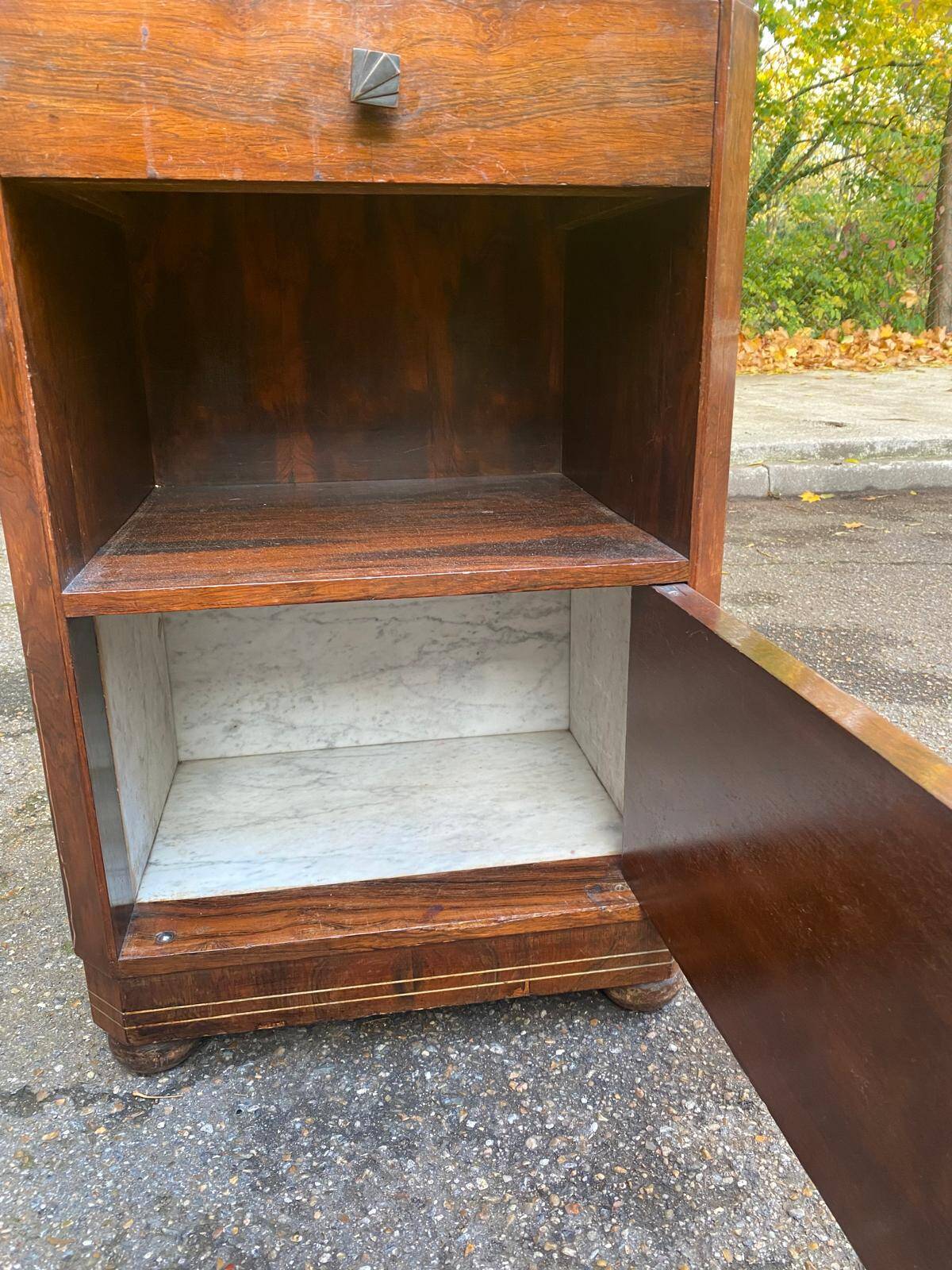 Art Deco solid mahogany bedside table, 1960s