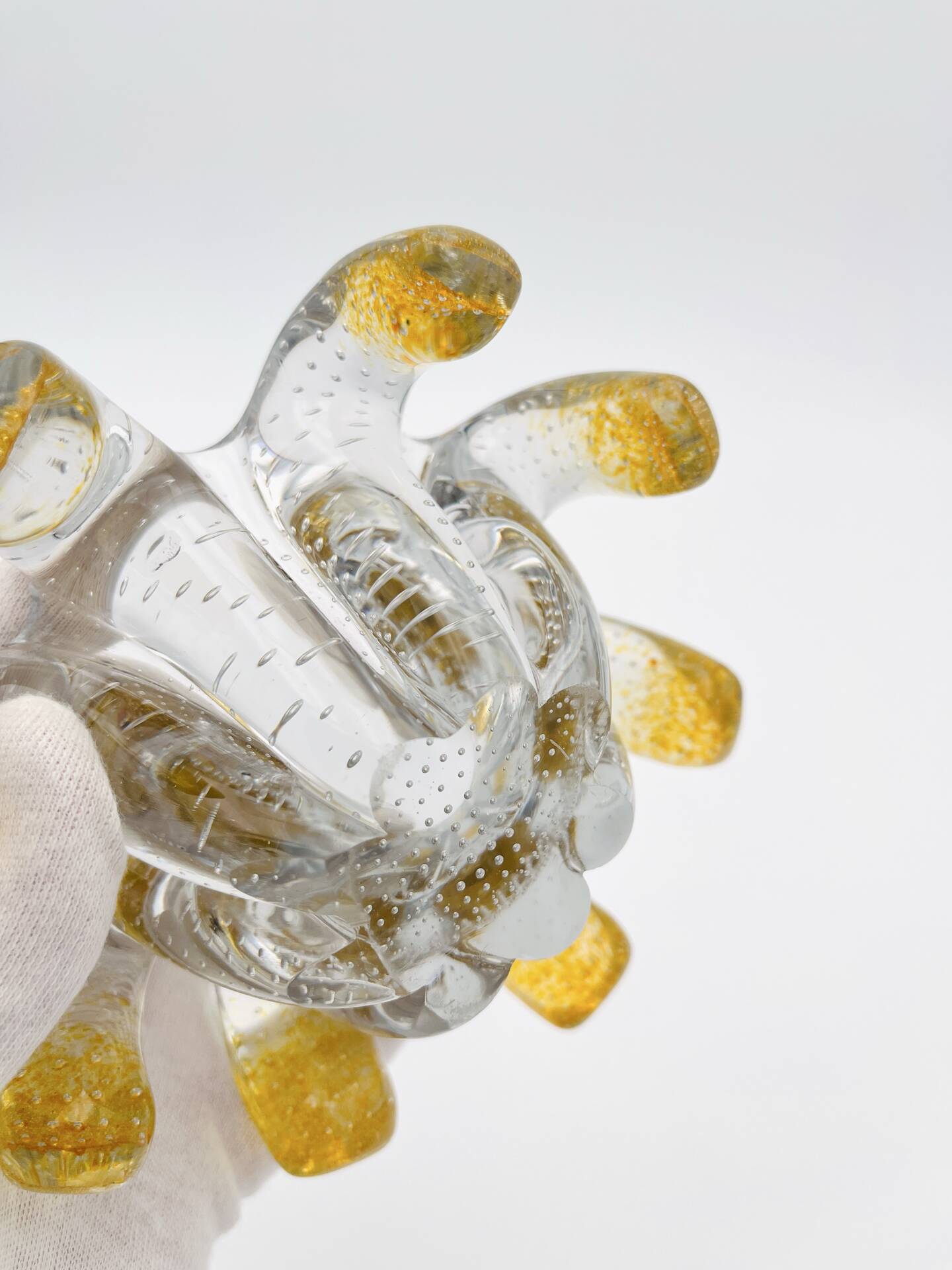Murano Bowl Archimede Seguso Bullicante Crystal & Fritté Gold 1950