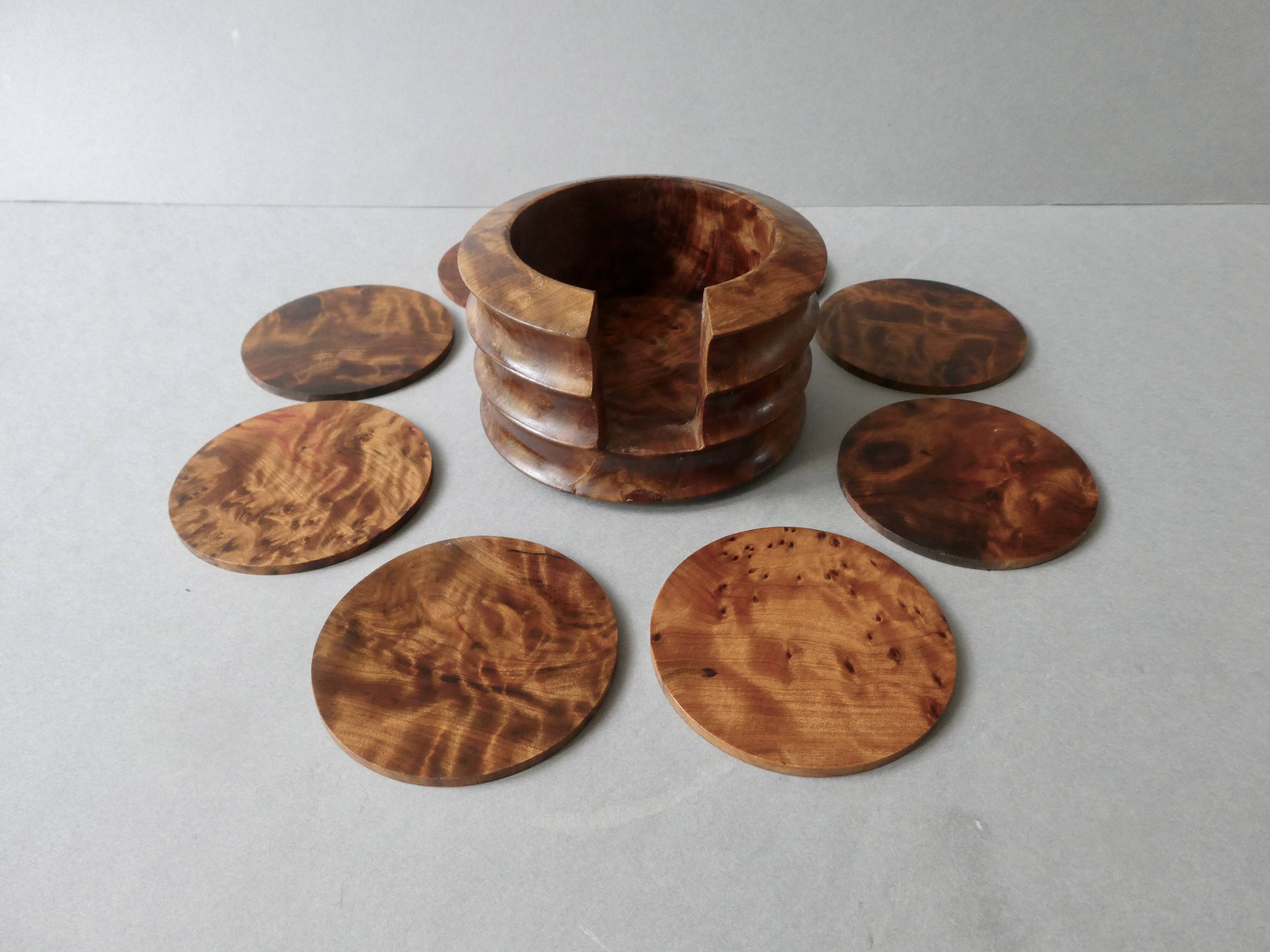 8 under glass in elm burl, Art Deco style