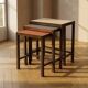 Tables gigognes Art Déco, ensemble de 3, milieu du 20e siècle, Tchécoslovaquie, 70 × 60,5 × 40 cm