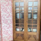 Small Art Deco period oak cabinet with glass front