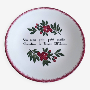 Decorative Gien earthenware plate