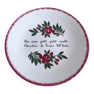 Decorative Gien earthenware plate