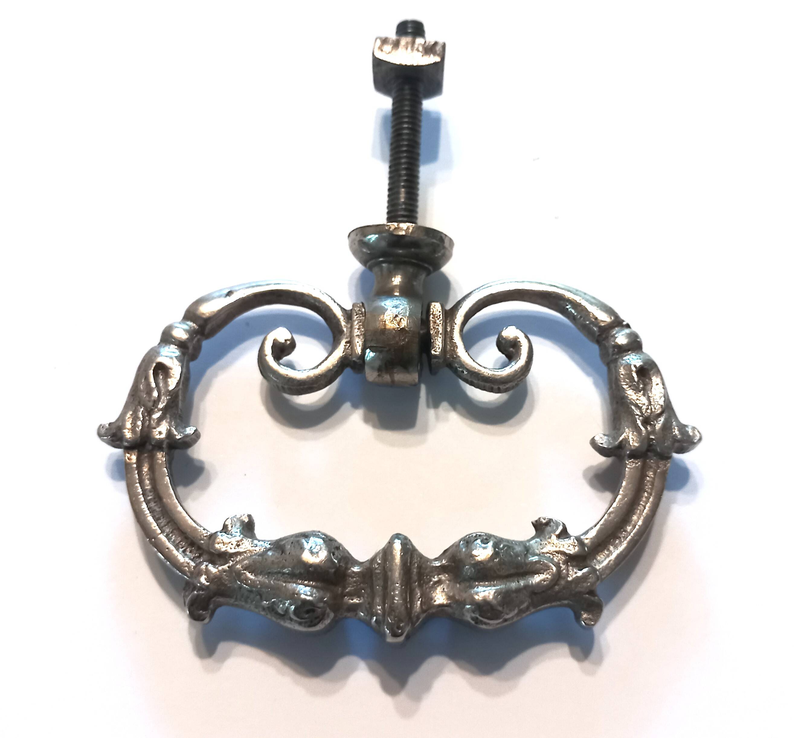 Old silver-plated metal furniture handle