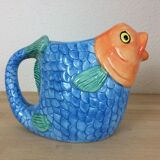 Pichet poisson zoomorphe barbotine