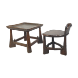 Ensemble de chaise et de table en bois du milieu du siècle, années 1950