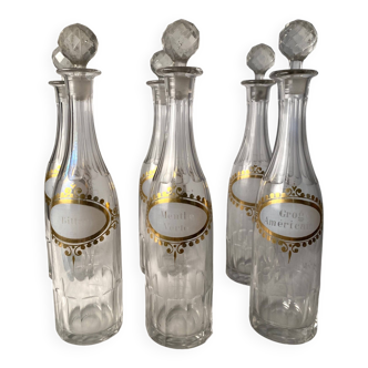 Series of 6 glass liquor decanters, Second Empire