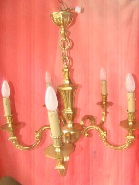 solid bronze chandelier with 5 light arms