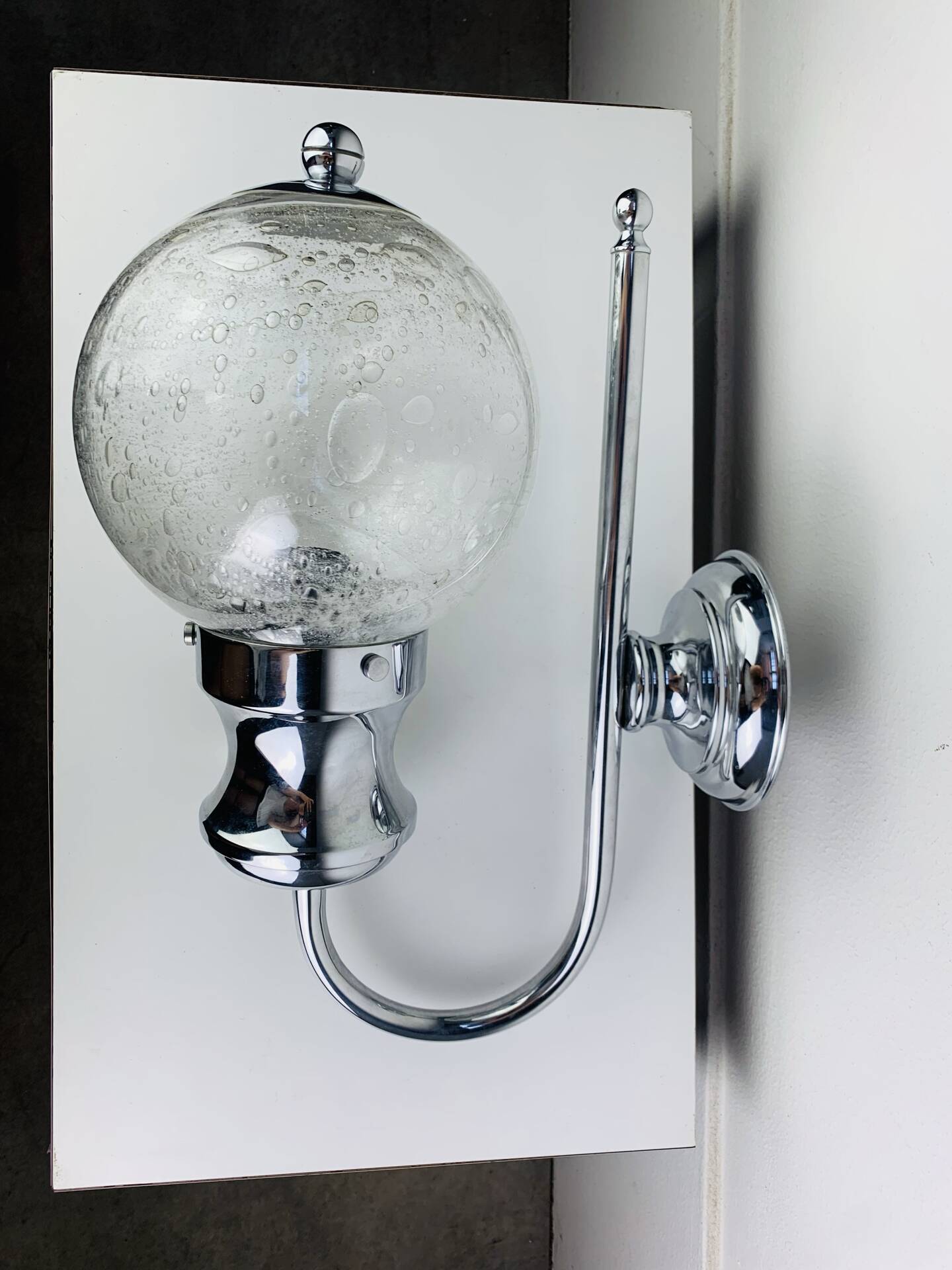 XL chrome and bubbled glass wall light Limburg, 1970s