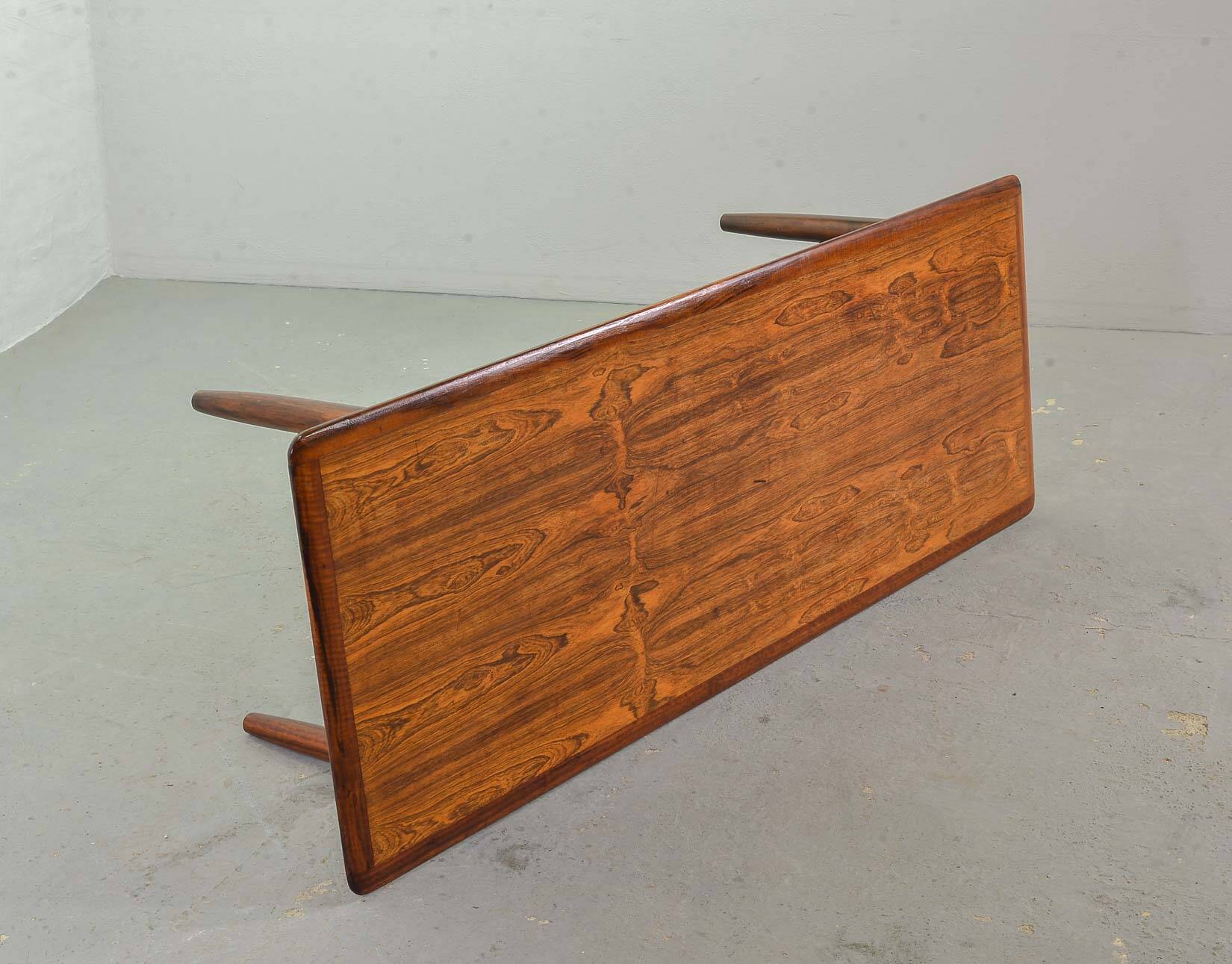 Topform Dutch Design Rosewood Coffee Table with Leather Magazine Holder 60s