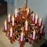 Very large multicolored crystal chandelier