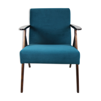 Fauteuil vert-marine facile vintage années 1970