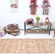 Tapis floral orange vintage, 340x85cm