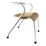 Chaise d'écolier enfant HITIER vintage bois & blanc