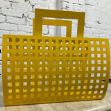Vintage magazine rack in yellow metal