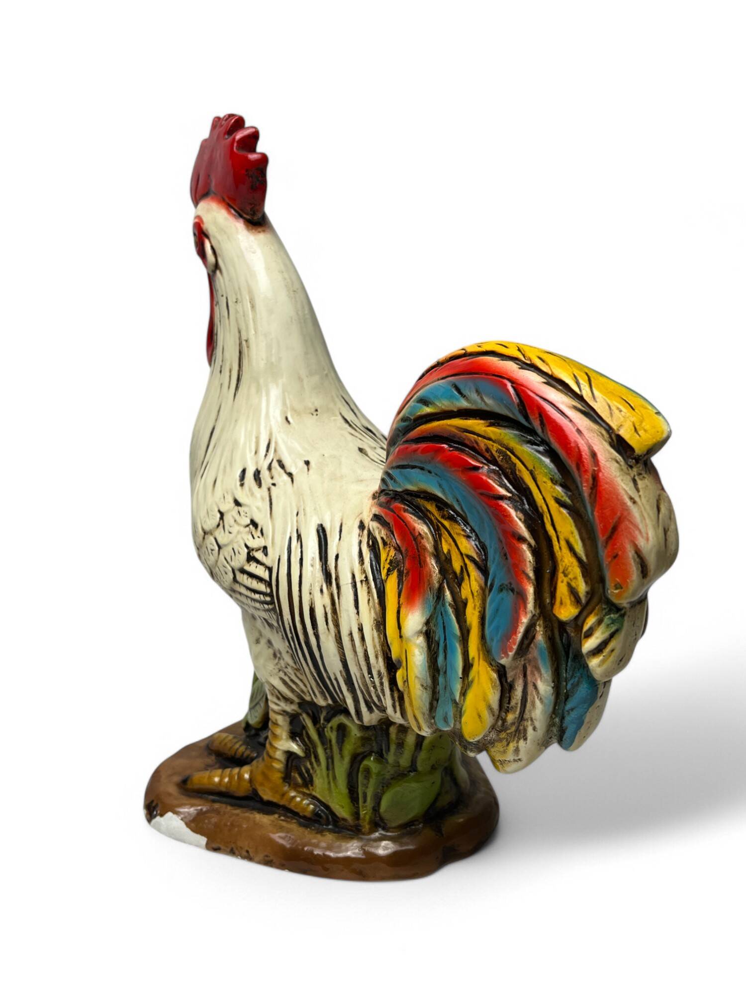 Plaster sculpture of a varnished cockerel from Jordan, mid-20th century