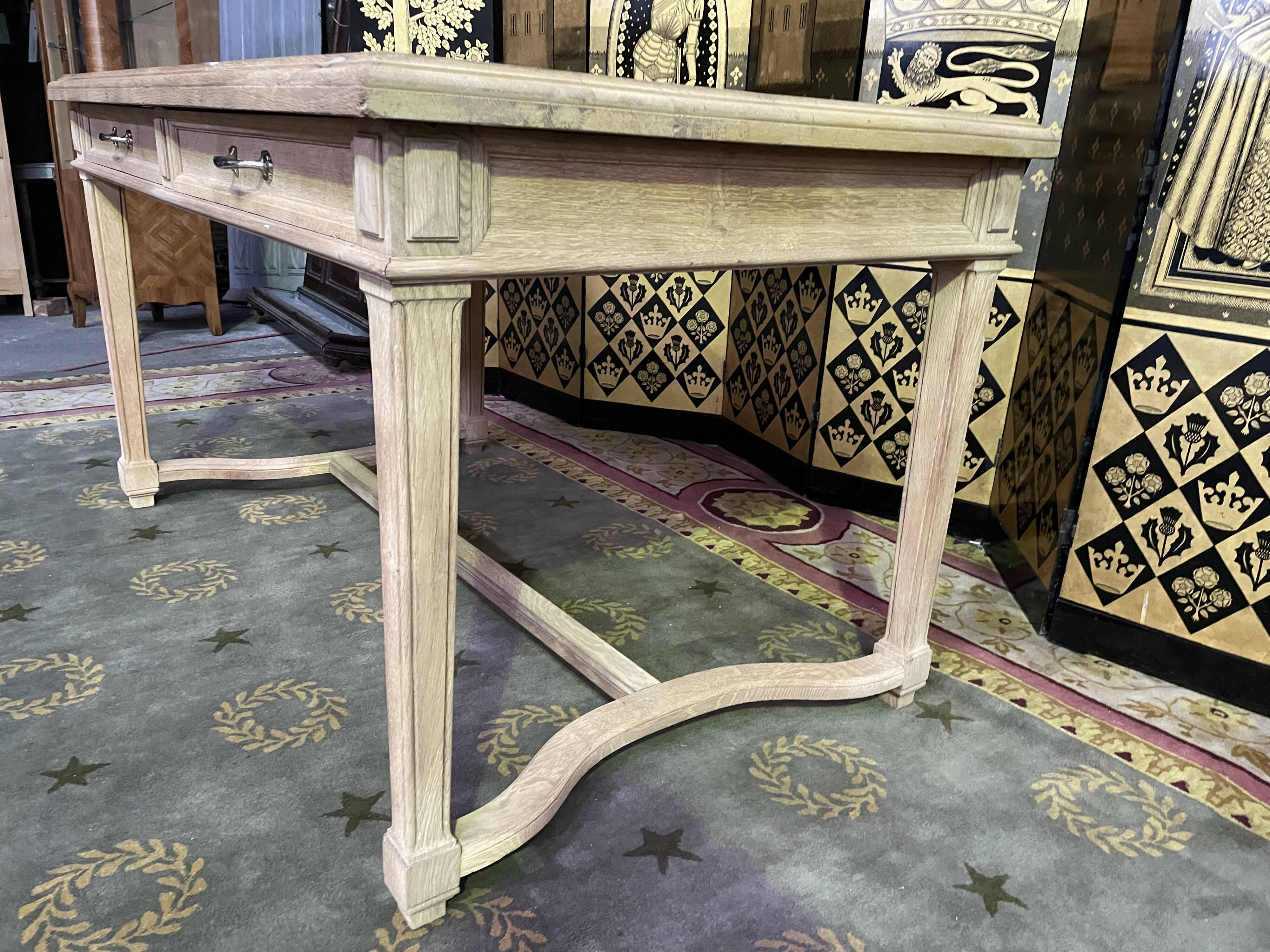 Flat desk with solid oak Henri II aero gummed