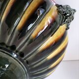 Medici basin in glazed earthenware with satyr masks