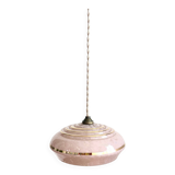 Art Deco opaline glass pendant light Clichy rose gold trim