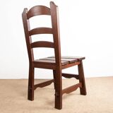 Set of 6 large Brutalist chairs in solid oak from the 1950s.