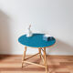 Table ronde vintage en rotin , tripode