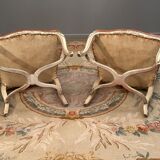 Paire de fauteuils en bois laqué de style régence epoque XlXème