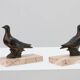 Pair of Art Deco marble and bronze “Dove” bookends, France 1930s