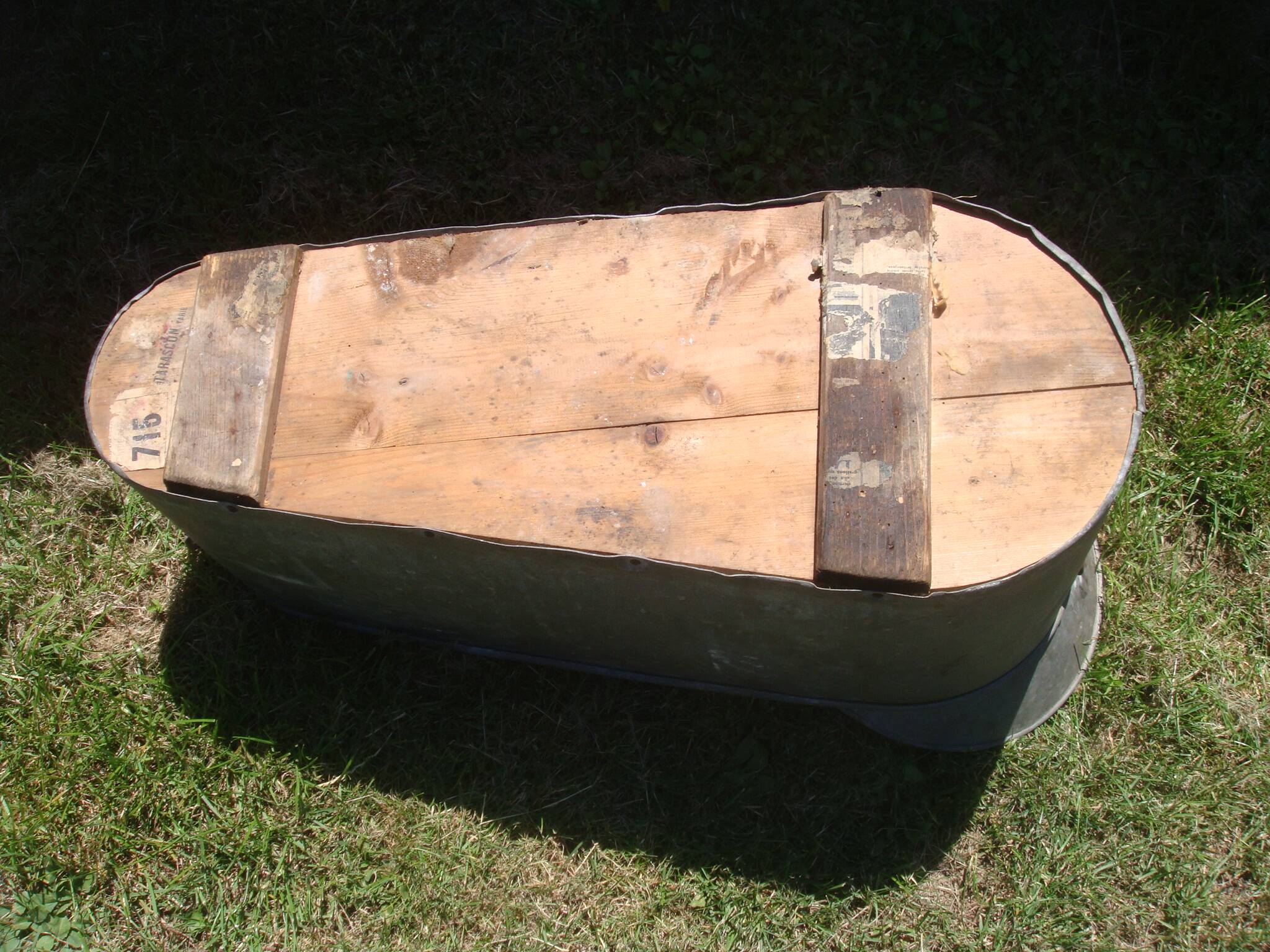 Old zinc child bathtub