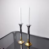 Pair of brutalist candlesticks by david marshall, 1980, spain