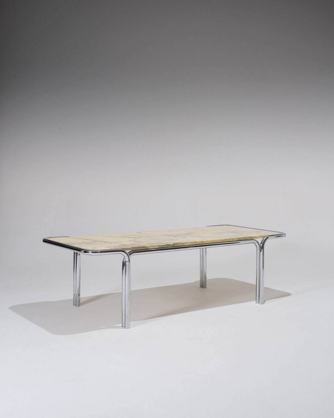 Marble and Tubular Metal Coffee Table, 1970s