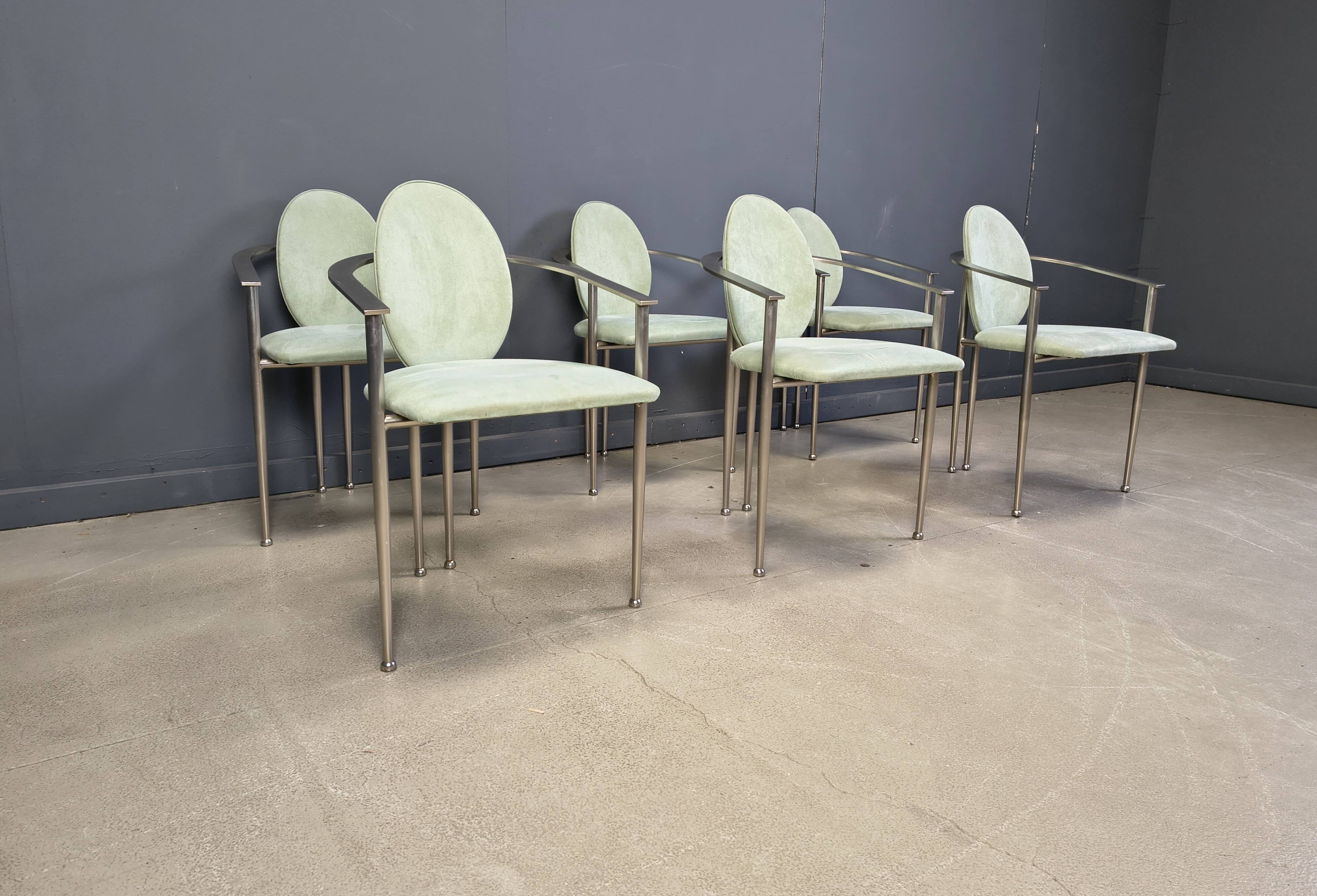 Vintage dining chairs by Belgo chrom, set of 6 - 1980s