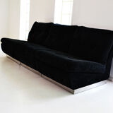 Modular sofa in black velvet 1970