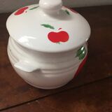 Vintage pot in faience with apple decoration