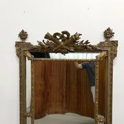 Large antique pediment mirror with mouldings.