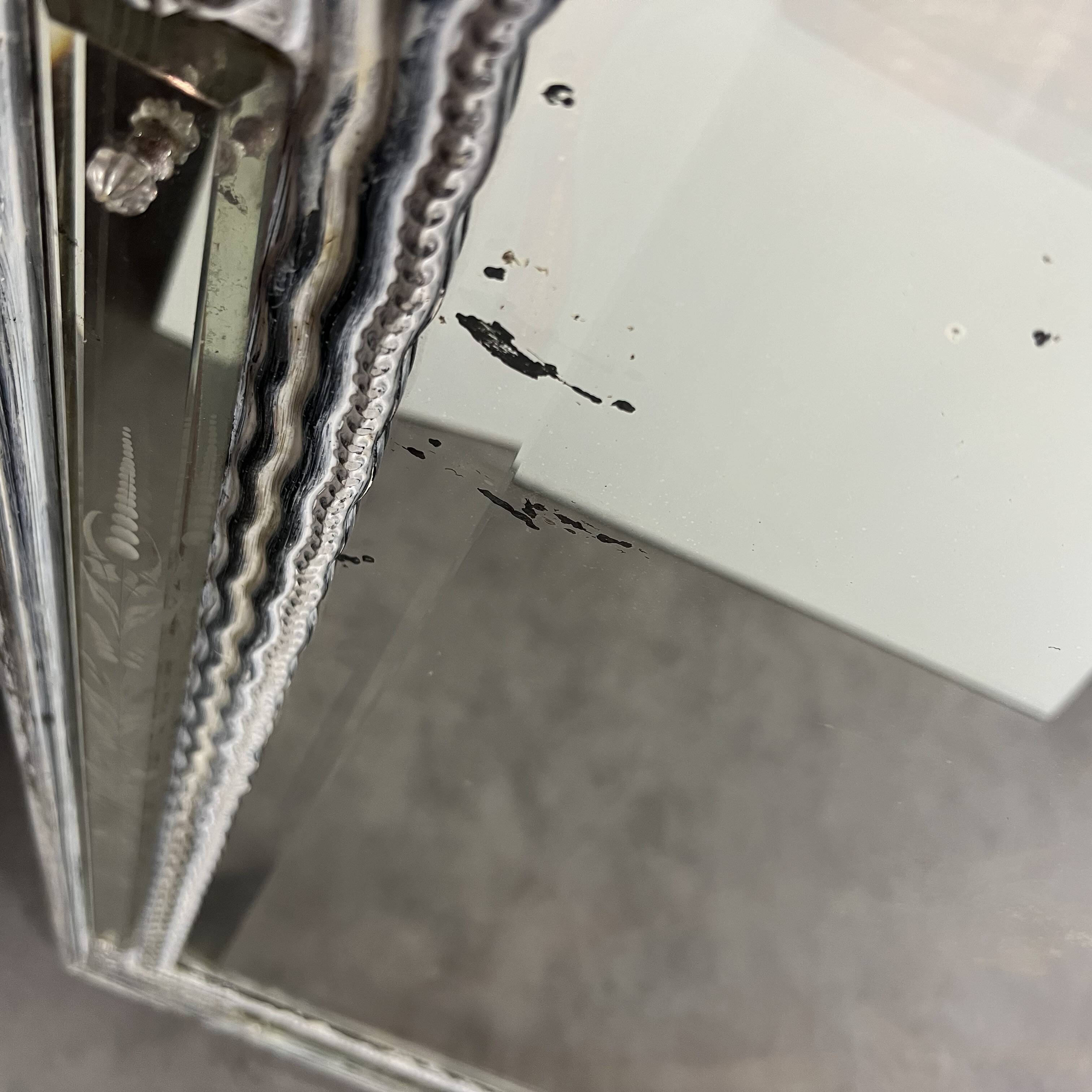 Grand miroir Venitien aux Cygnes, Glace Murano du XIXe siècle biseauté 133