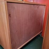 Solid wood chest of drawers with chrome legs from the 1970s.