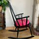 Vintage Scandinavian rocking chair in blackened wood from the 1970s