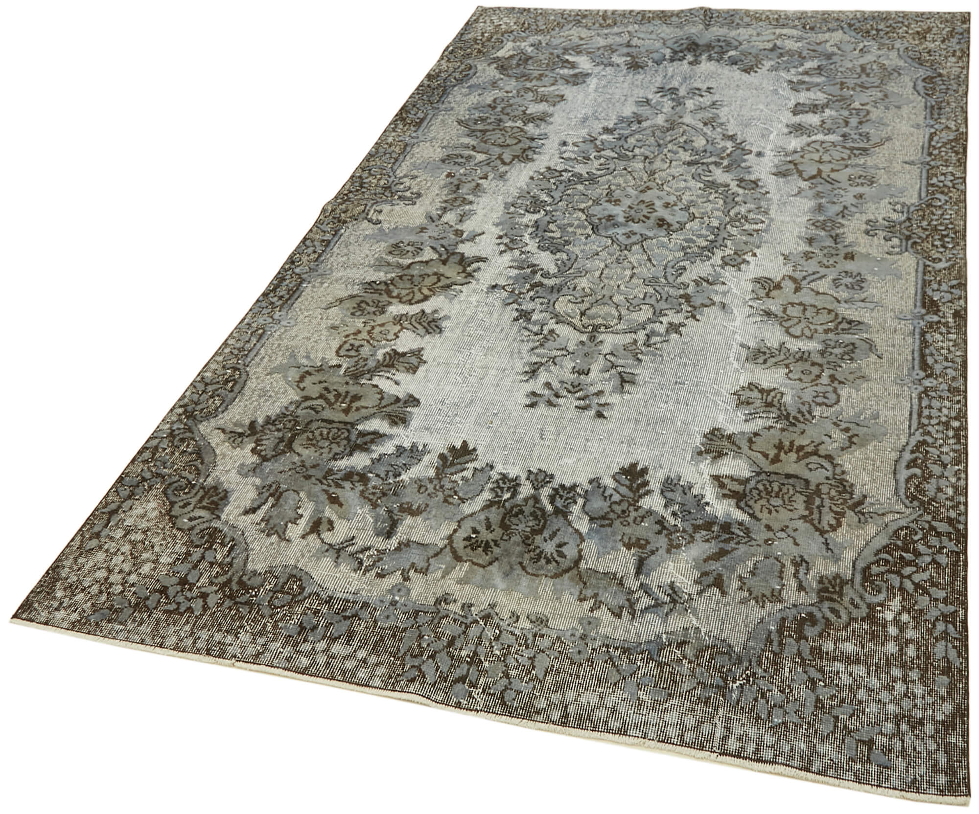 Hand-knotted vintage turkish 1980s, 167 cm x 285 cm grey rug