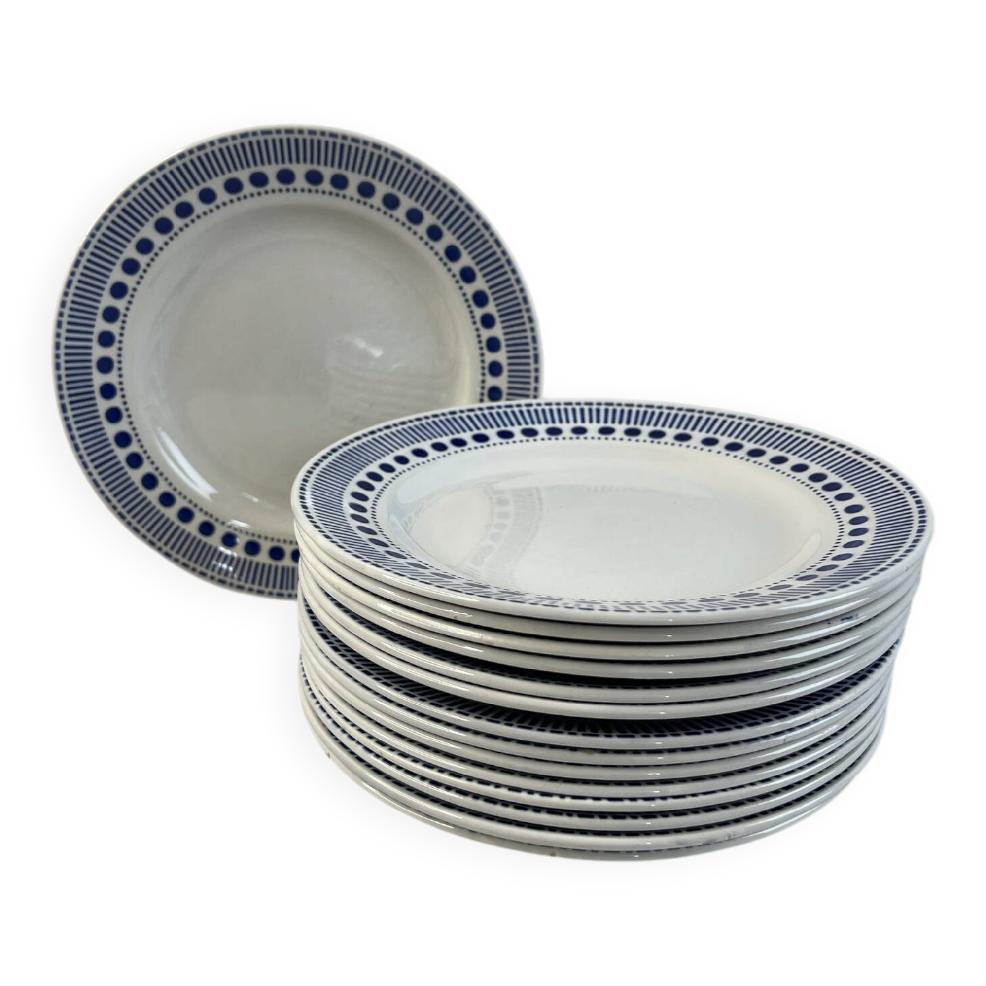 Set of 15 flat plates Sarreguemines Béatrice collection