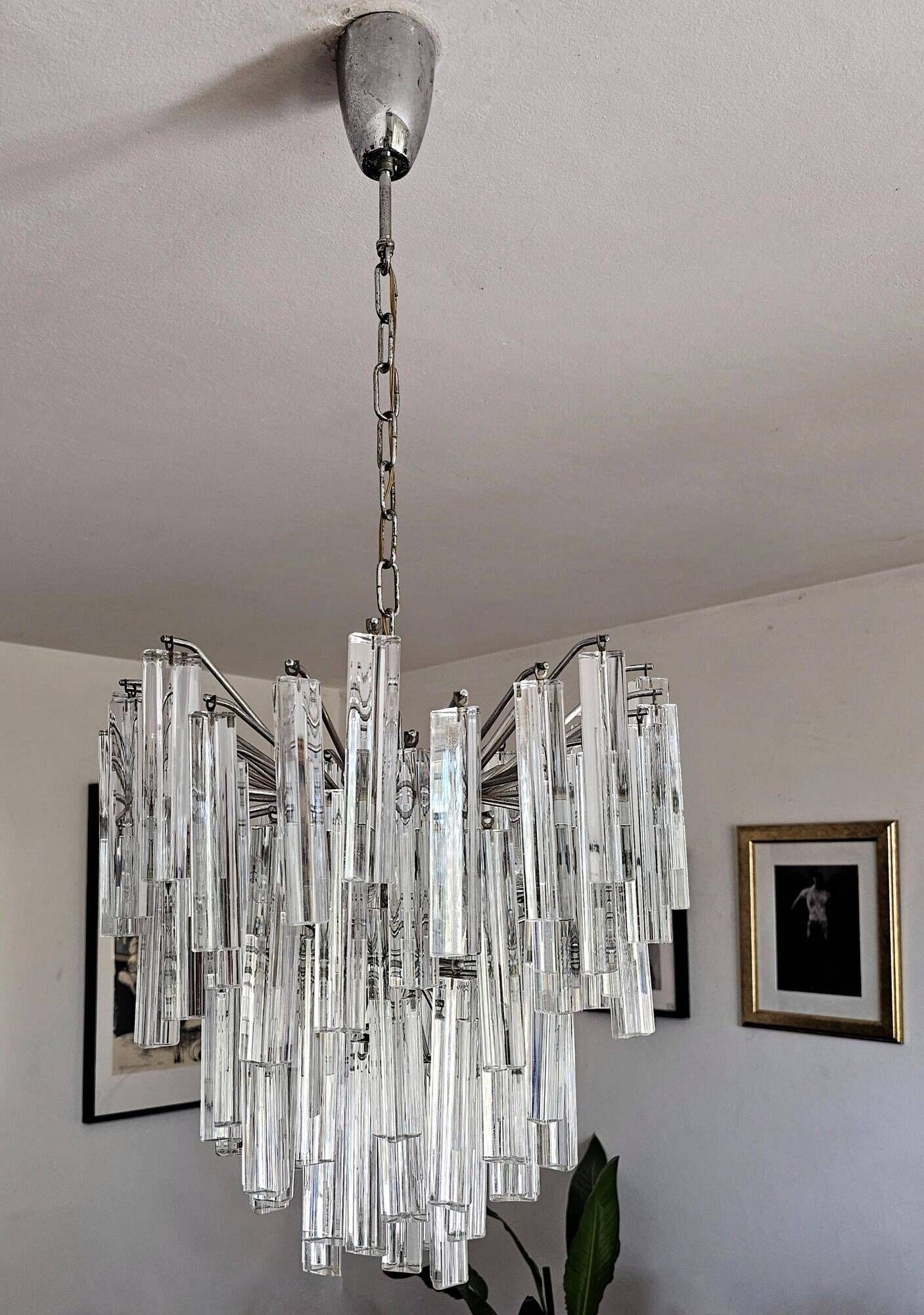 Mid-Century Modern Triedri Crystal Chandelier by Paolo Venini
