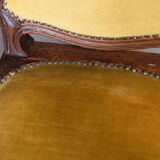Suite of 6 Louis XV style chairs in walnut nineteenth yellow velvet