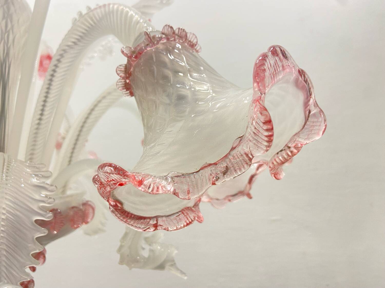 Large Pink Blossom Venetian Glass Chandelier 1960’s