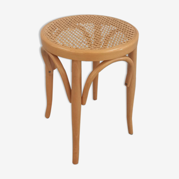 Tabouret canné en bois courbé