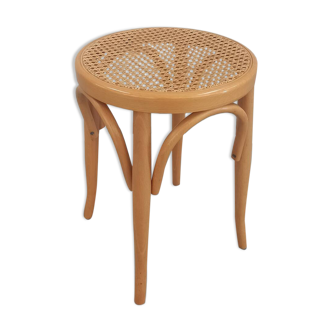 Tabouret canné en bois courbé