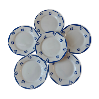 Lot de 6 assiettes plates Digoin Sarreguemines modèle France