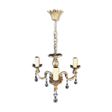 Lustre à 3 lumières bronze et cristal