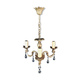 Lustre à 3 lumières bronze et cristal