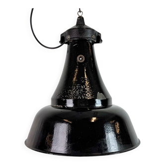 Industrial Black Enamel Bauhaus Pendant Lamp, 1930s