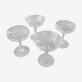 Set of 4 crystal champagne glasses